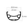 Kép 2/2 - Abroncs RYDE RIVAL21 36H fekete, disc szegecselt (R-600614)