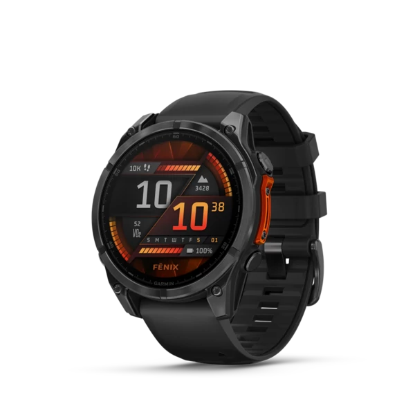 Garmin Fenix 8 47mm Amoled Sötétszürke-Fekete szilikon szíjjal (ED)